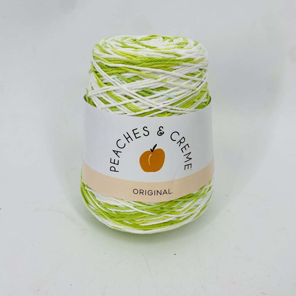 Peaches & Creme Limeade 14oz Cone Yarn 100% Cotton 4 Ply Green White NEW